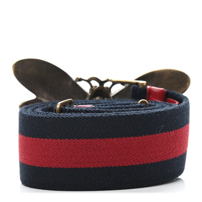 Gucci Web Queen Margaret Bee Belt 90 36 Red Navy 2 of 3