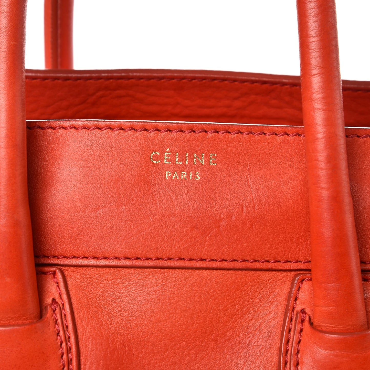 Drummed Calfskin Mini Luggage Vermillion