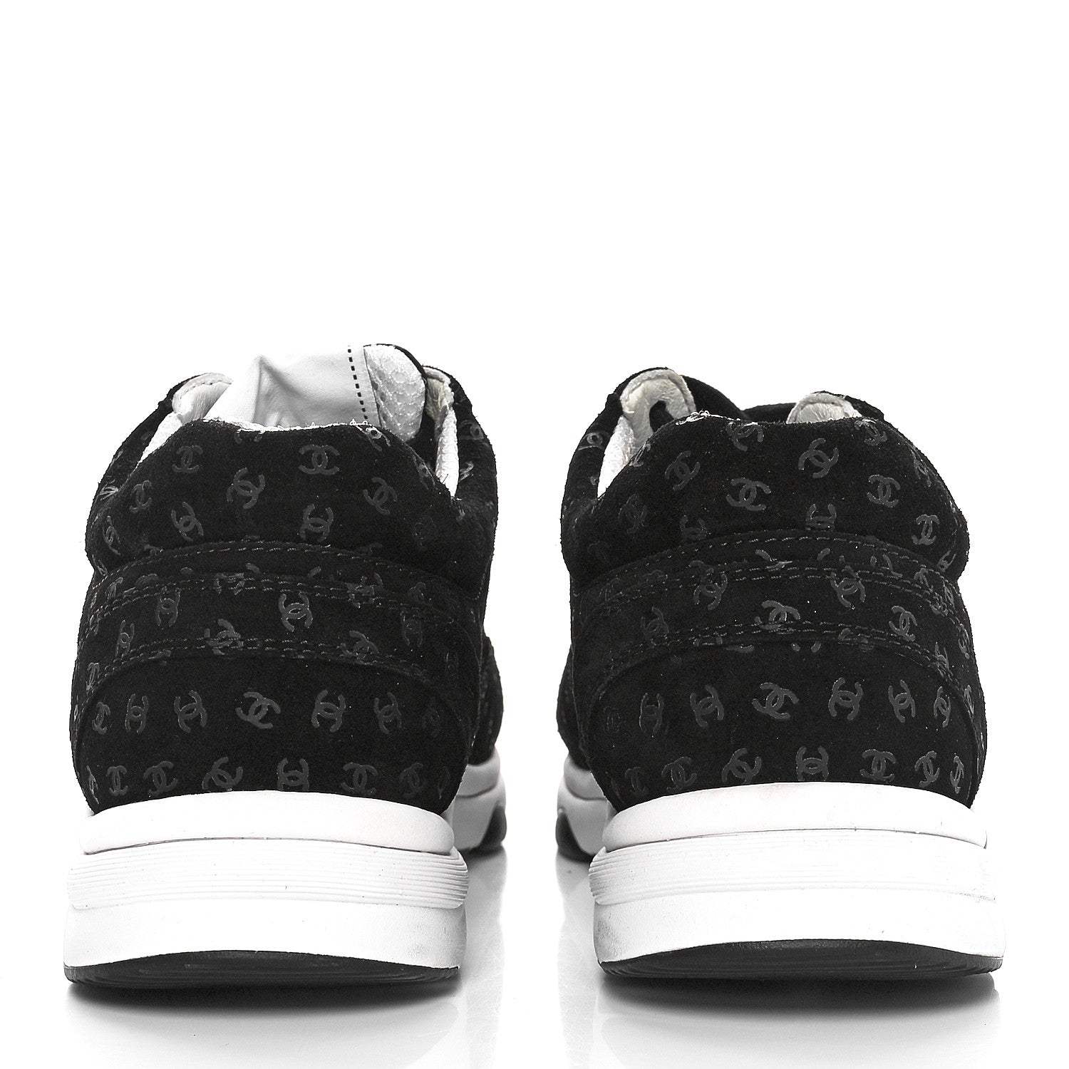 Chanel Suede Calfskin Printed CC Sneakers 37 Black 10 of 16