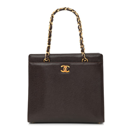 Chanel Caviar Shoulder Bag Dark Brown 1 of 10