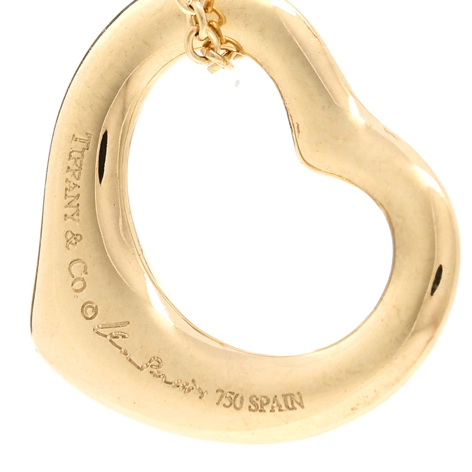 Tiffany 18K Yellow Gold 16mm Elsa Peretti Open Heart Pendant Necklace 4 of 4