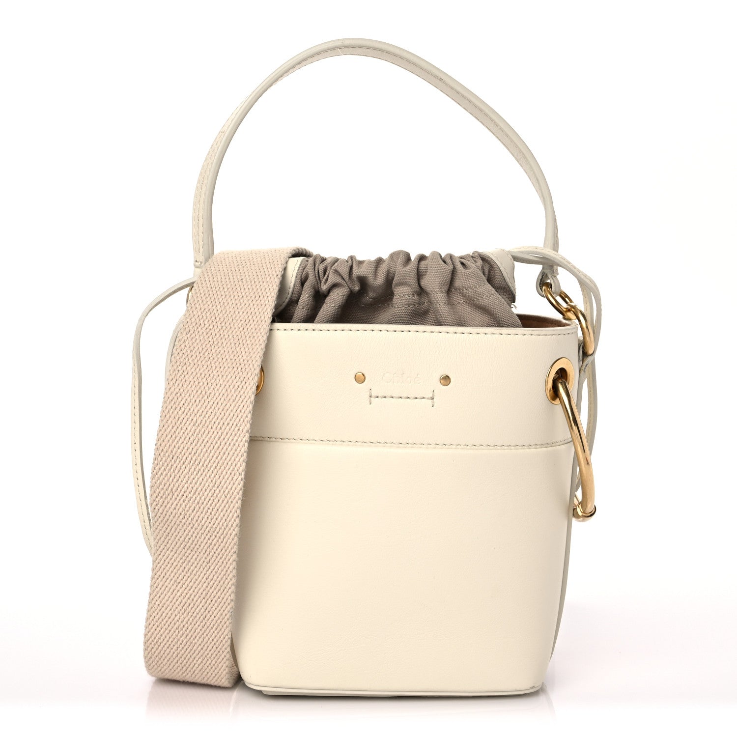 Chloe Smooth Calfskin Mini Roy Bucket Bag Natural White 1 of 18