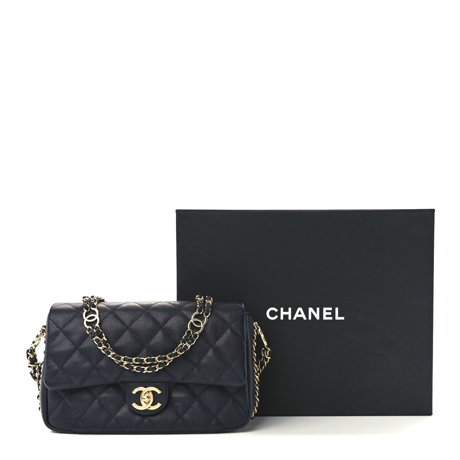 Chanel Caviar Quilted Small CC You Flap Dark Blue 13 of 13