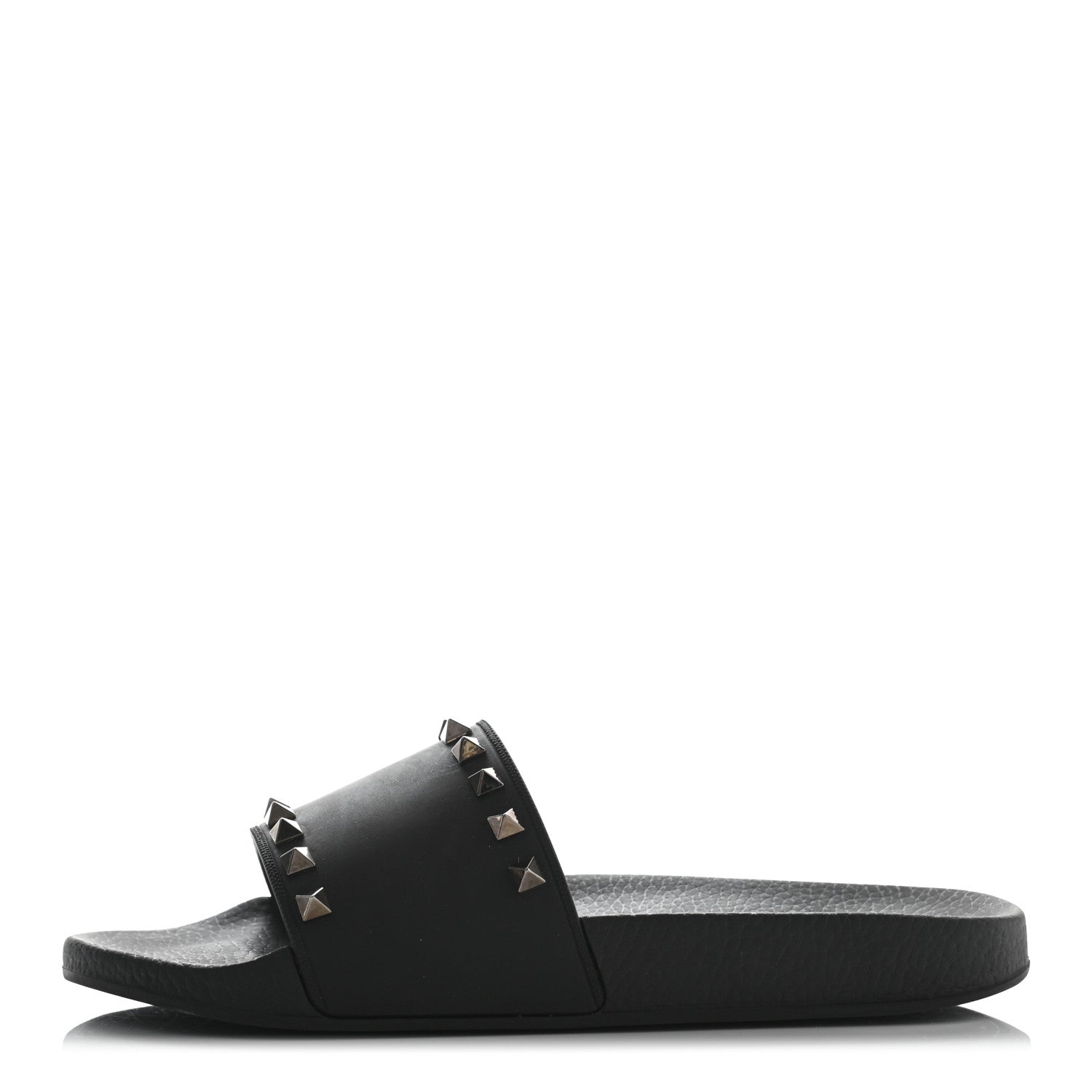 Valentino Garavani Rubber Rockstud Slide Sandals 39 Black 1 of 11