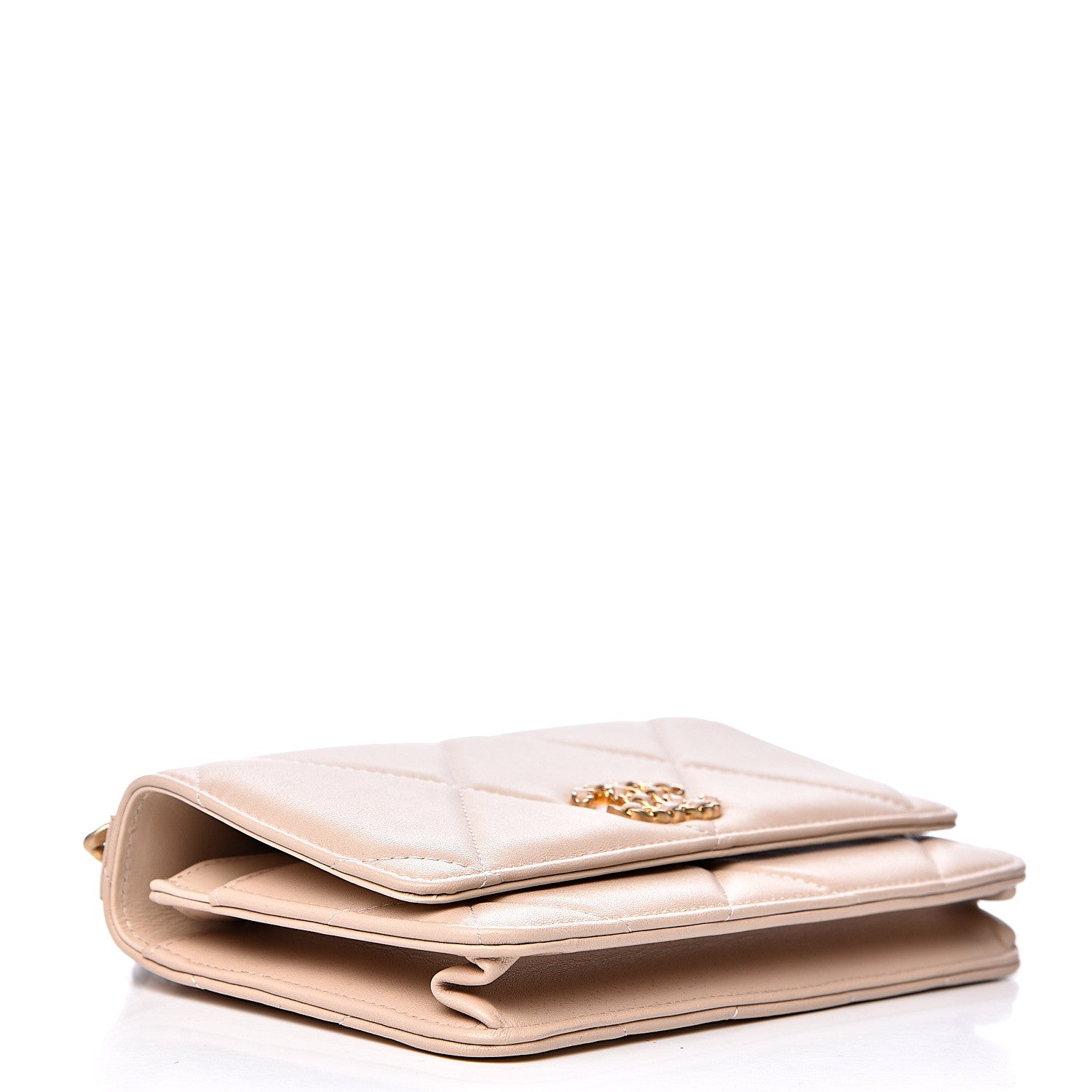 Chanel Lambskin Quilted 19 Wallet On Chain WOC Light Beige 3 of 10