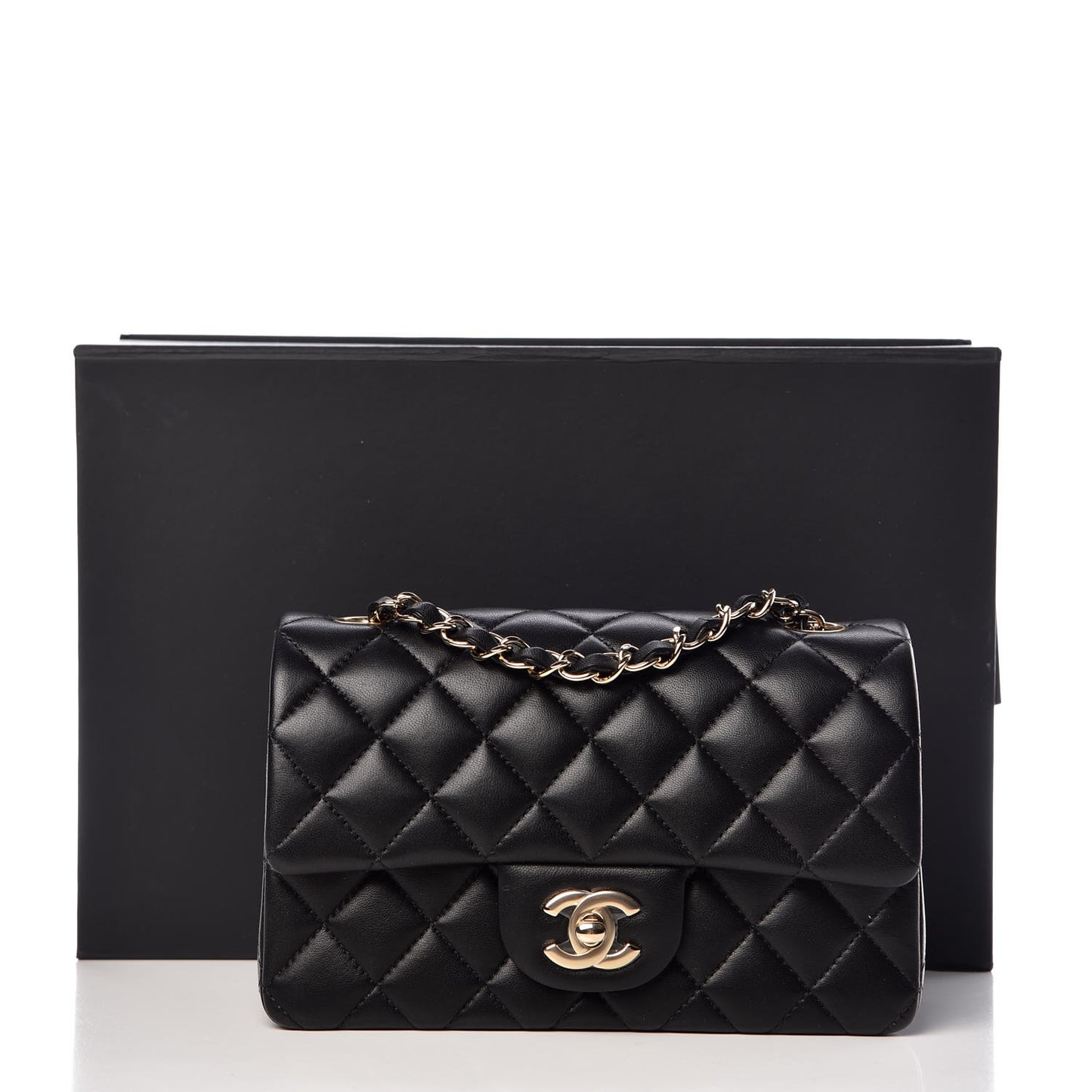 Lambskin Quilted Mini Rectangular Flap Black