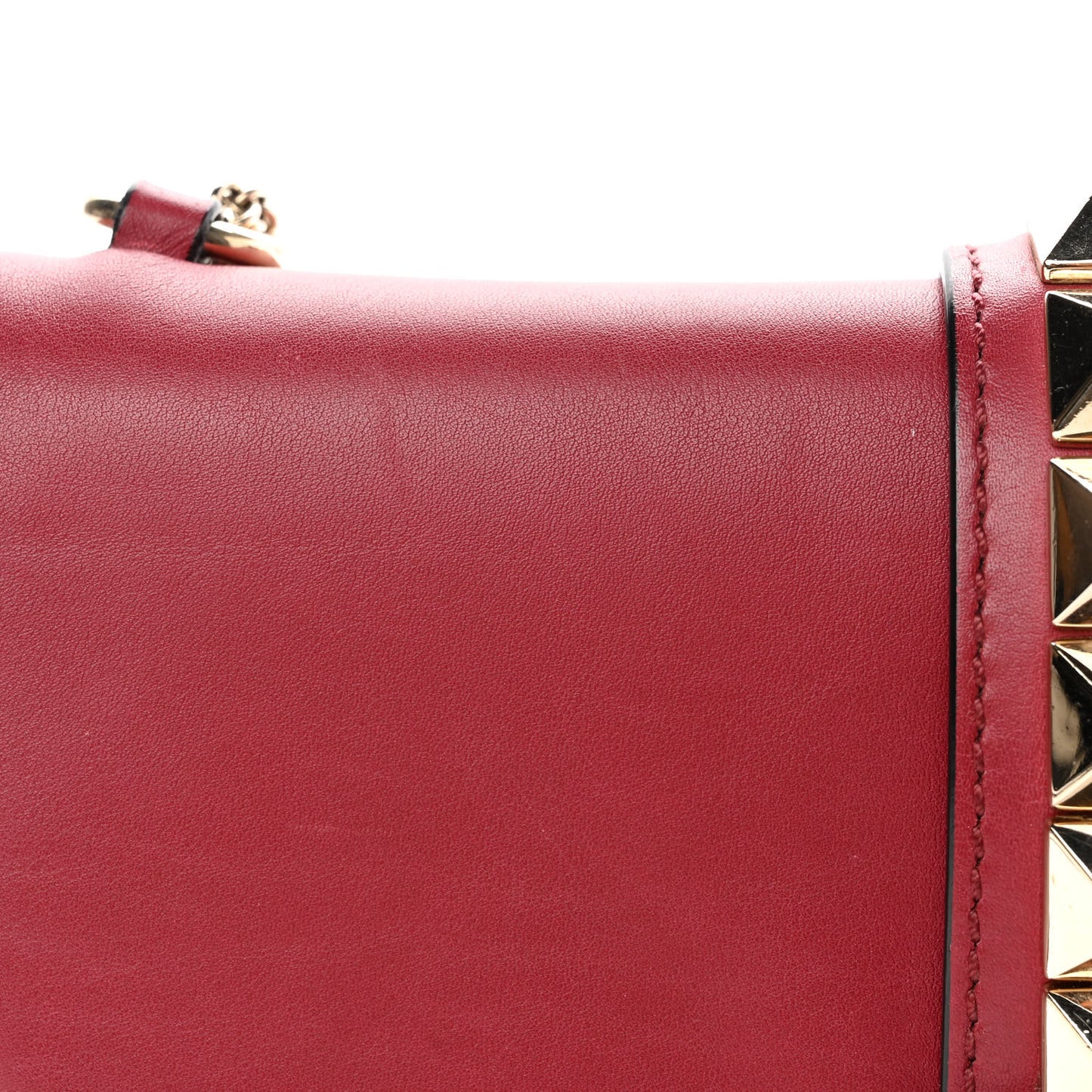 Vitello Medium Glam Lock Rockstud Flap Rubino