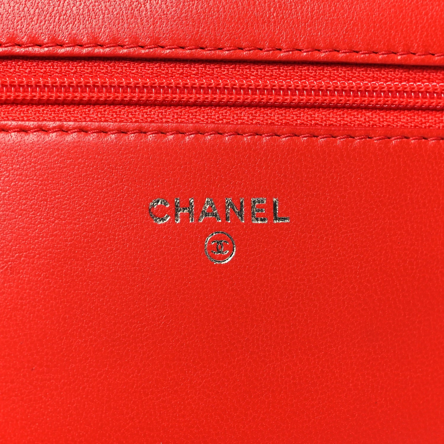 Chanel Lambskin Quilted Diamond CC Wallet On Chain WOC Red 6 of 12