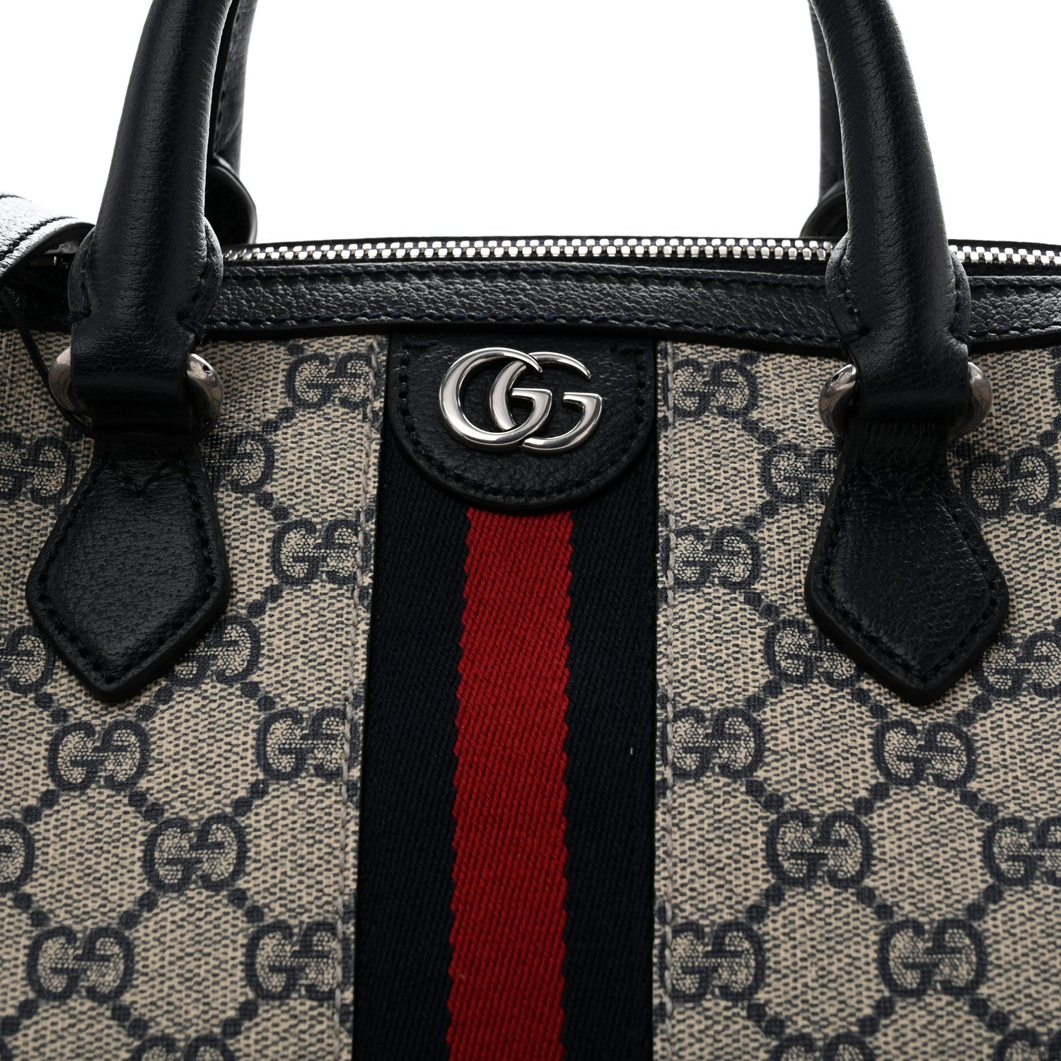 Gucci GG Supreme Monogram Web Medium Ophidia Top Handle Bag Beige Blue 8 of 12