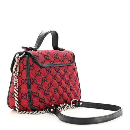 Gucci Monogram Multicolor Matelasse Diagonal Mini GG Marmont Top Handle Shoulder Bag Red Blue 3 of 12