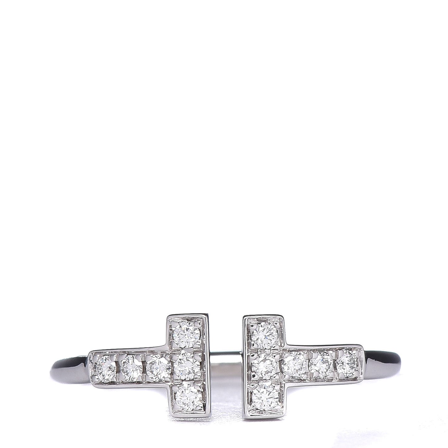 18K White Gold Diamond T Wire Ring 53 6.25