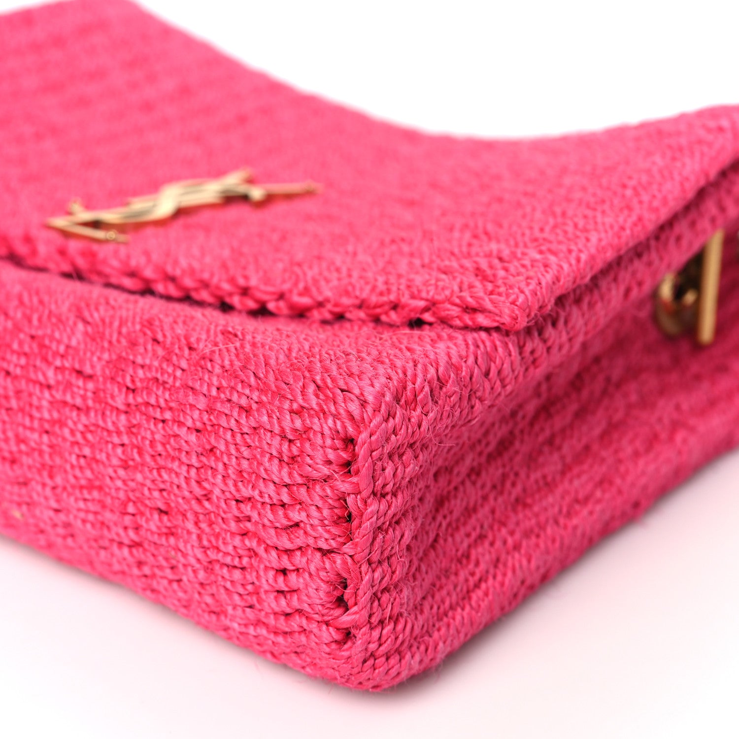 Saint Laurent Raffia Medium Monogram Kate Satchel Pink 9 of 9