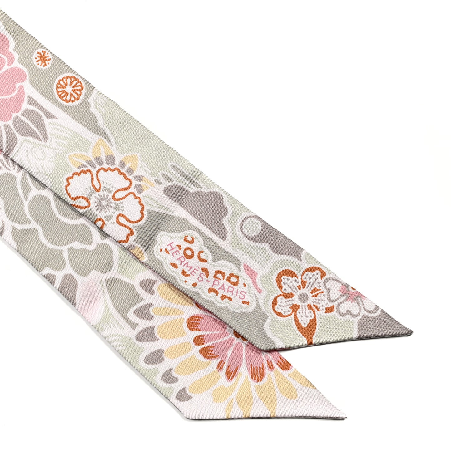 Silk Bingata Twilly Vieux Rose Vert De Eau