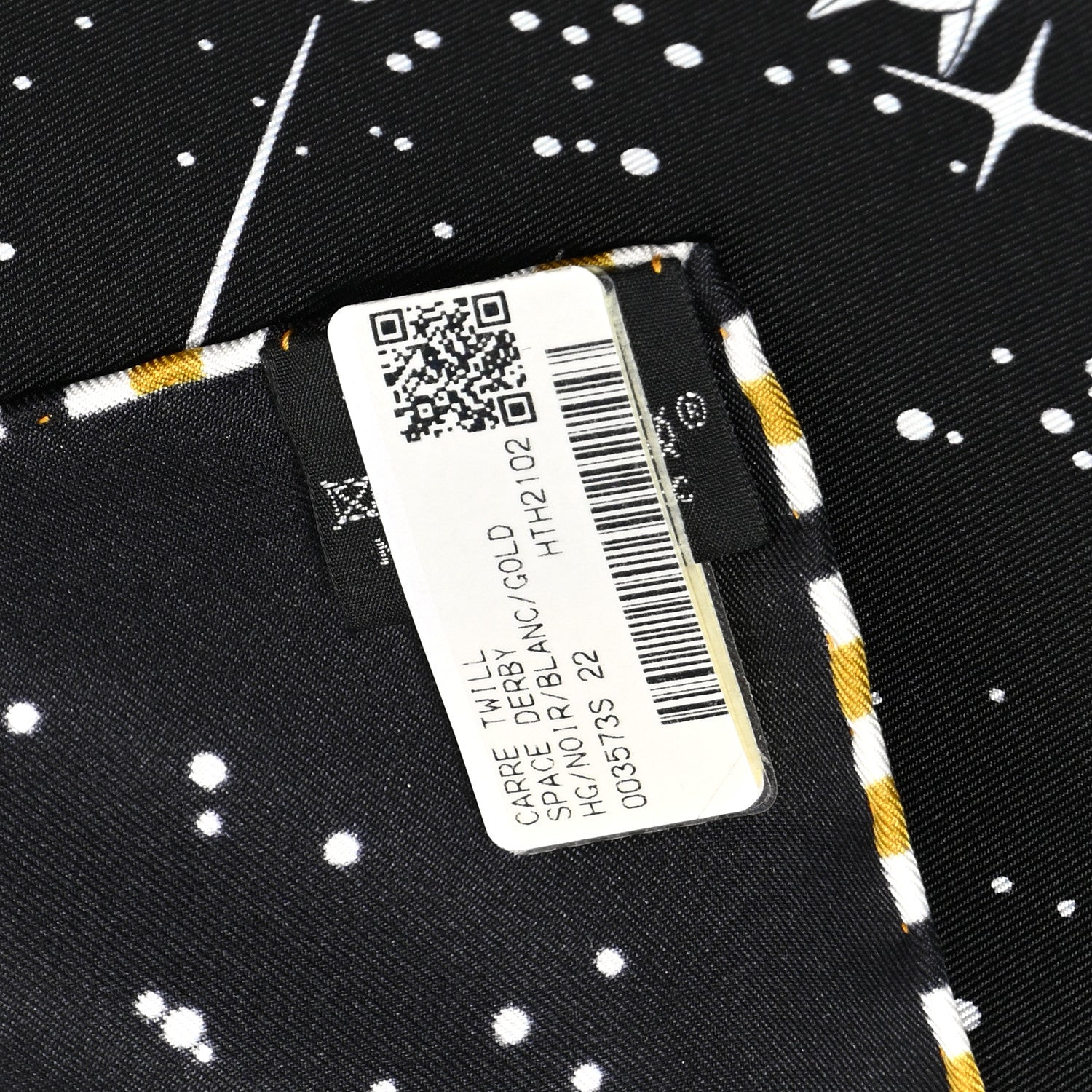 Hermes Silk Space Derby Scarf 90 Black White Gold 4 of 7