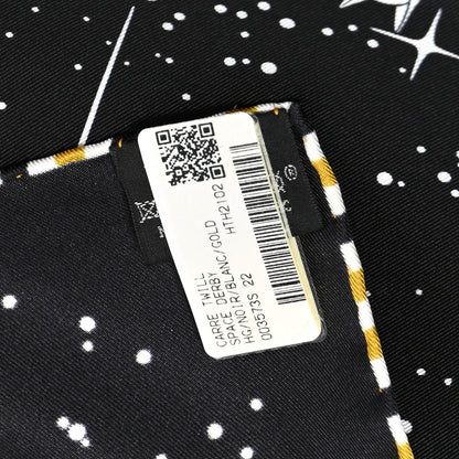 Hermes Silk Space Derby Scarf 90 Black White Gold 4 of 7