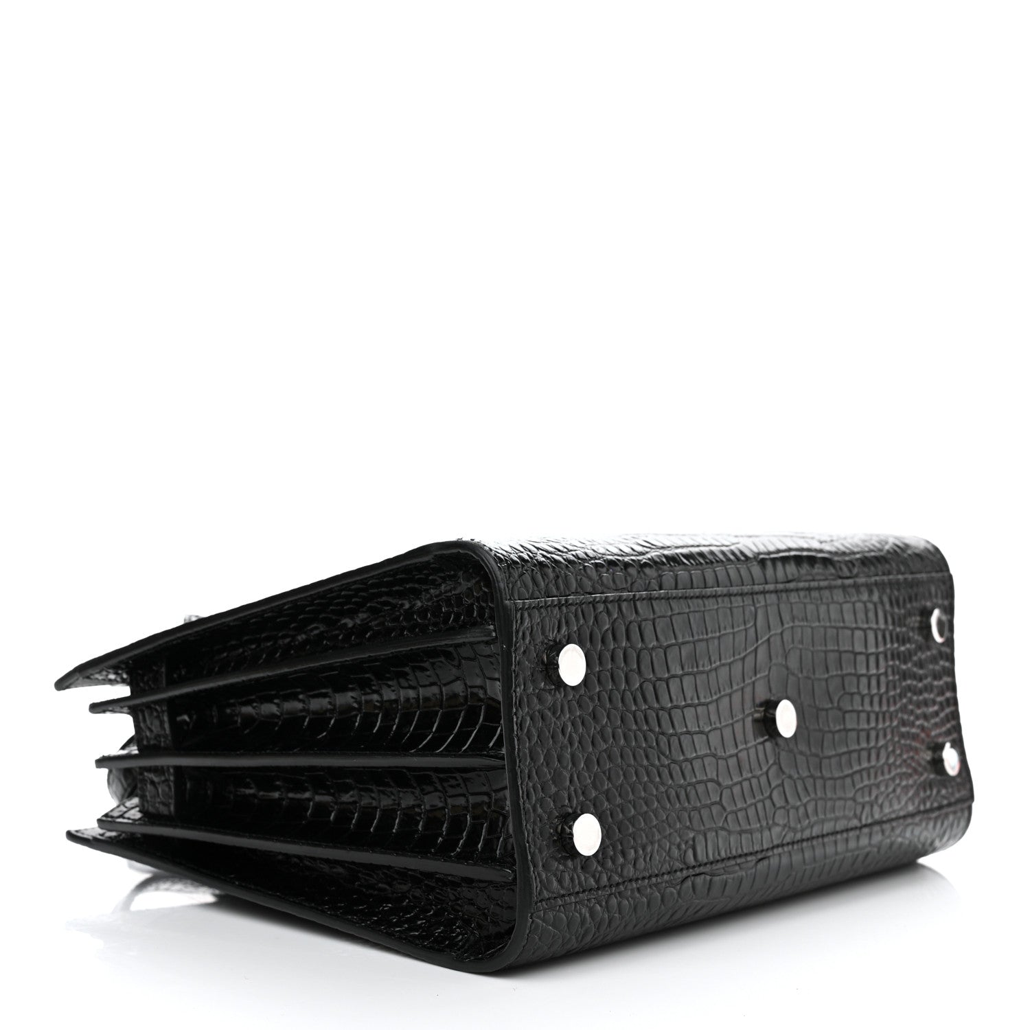 Saint Laurent Calfskin Crocodile Embossed Baby Sac De Jour Black 4 of 14