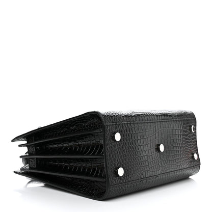 Saint Laurent Calfskin Crocodile Embossed Baby Sac De Jour Black 4 of 14