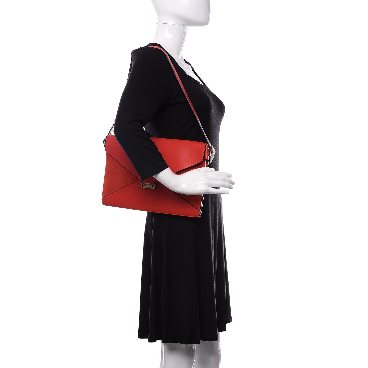 Celine Smooth Calfskin Suede Diamond Shoulder Bag Red 2 of 12