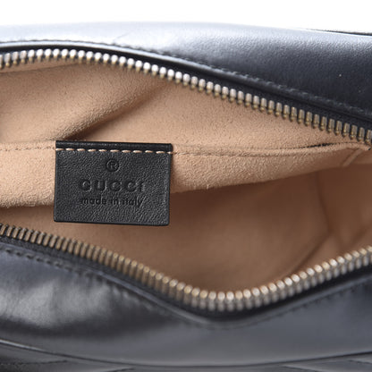 Gucci Calfskin Matelasse Small GG Marmont Chain Shoulder Bag Black 6 of 12