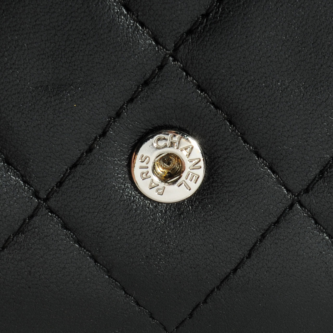 Lambskin Quilted Small Compact Wallet Black