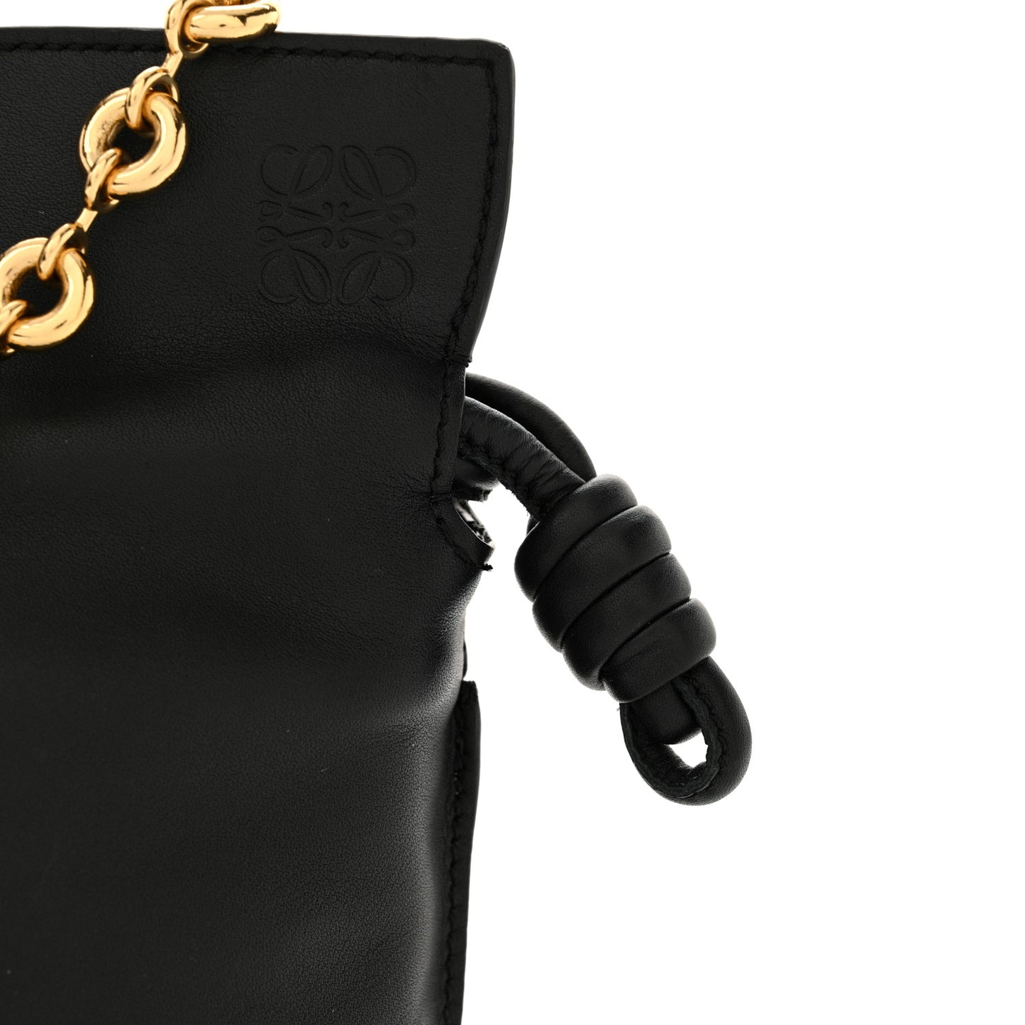 Nappa Calfskin Mini Flamenco Knot Clutch With Chain Black