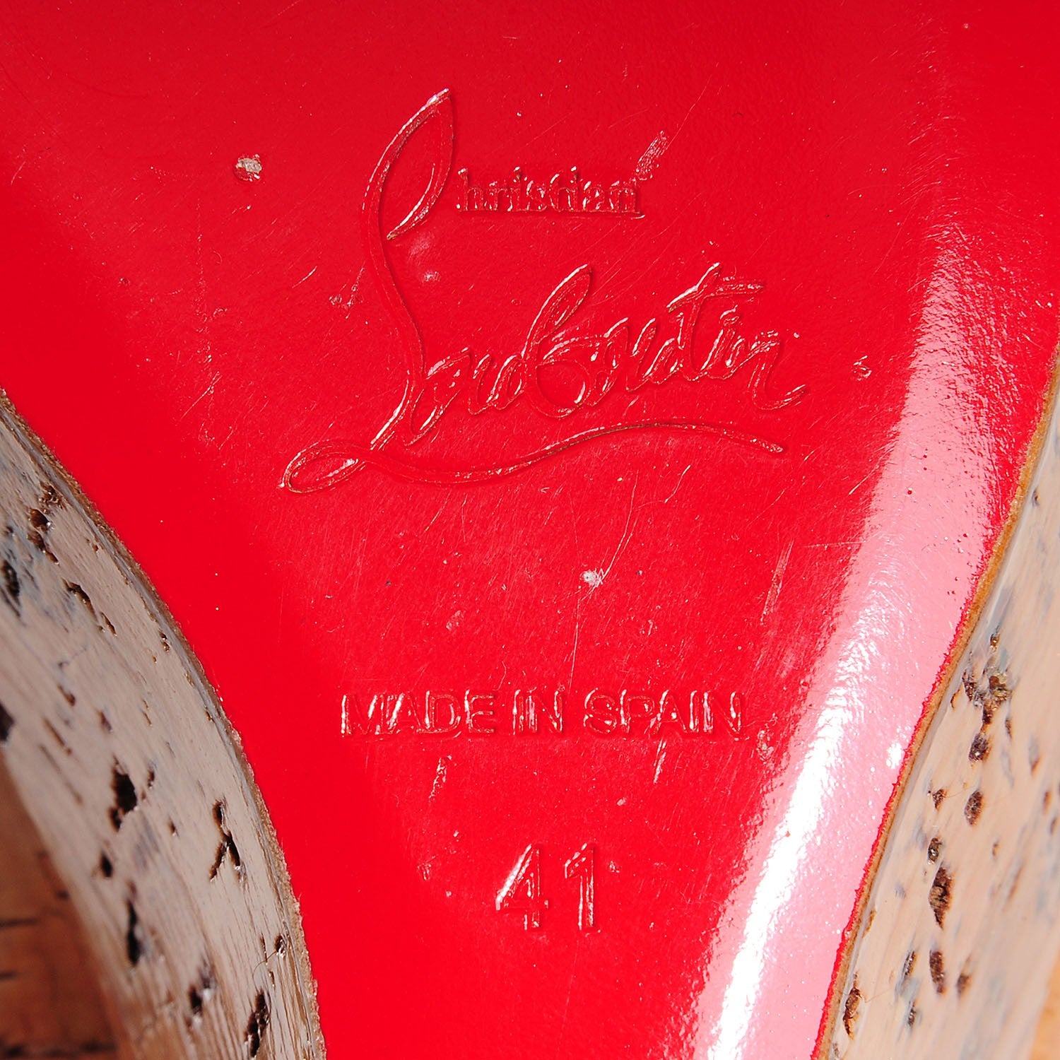 Christian Louboutin Cork Lucido Une Plume 100 Wedges 41 Natural 6 of 6