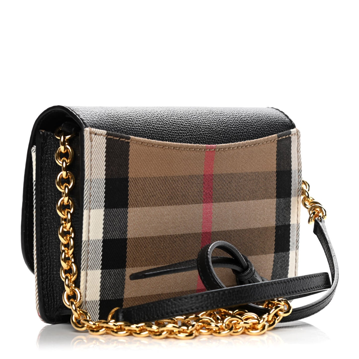 Derby Calfskin House Check Wallet On Chain Black