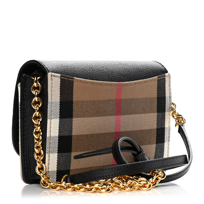 Burberry Derby Calfskin House Check Wallet On Chain Black 3 of 9
