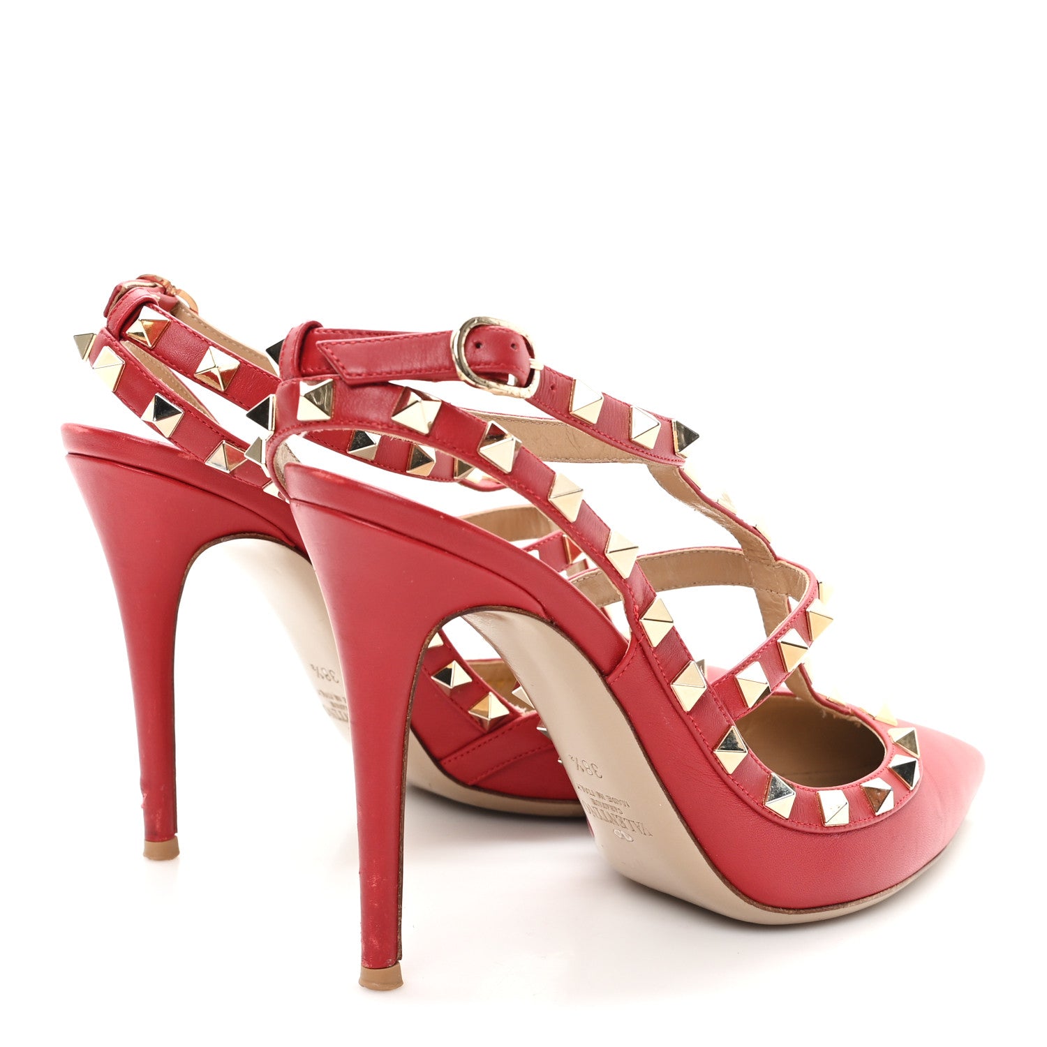 Valentino Garavani Calfskin Rockstud Ankle Strap 100mm Pumps 38.5 Rosso Valentino 5 of 10