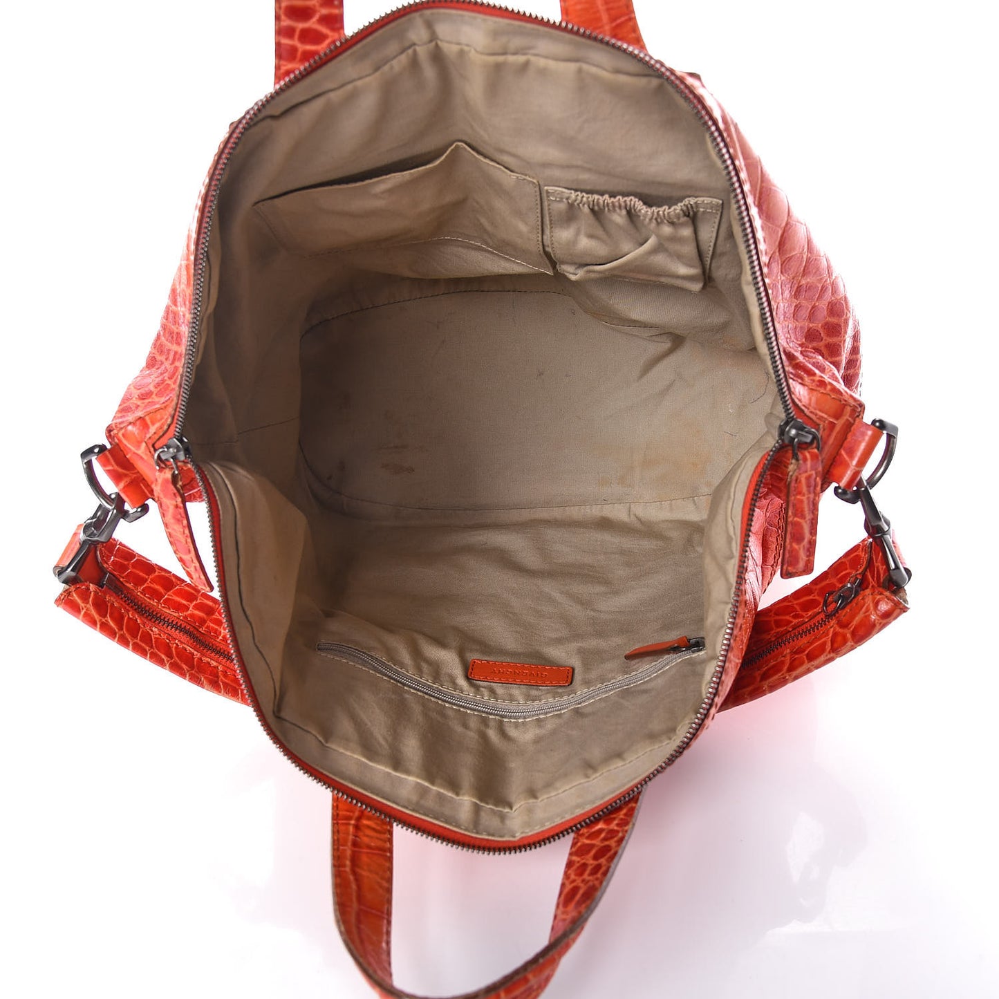 Calfskin Crocodile Embossed Medium Nightingale Orange