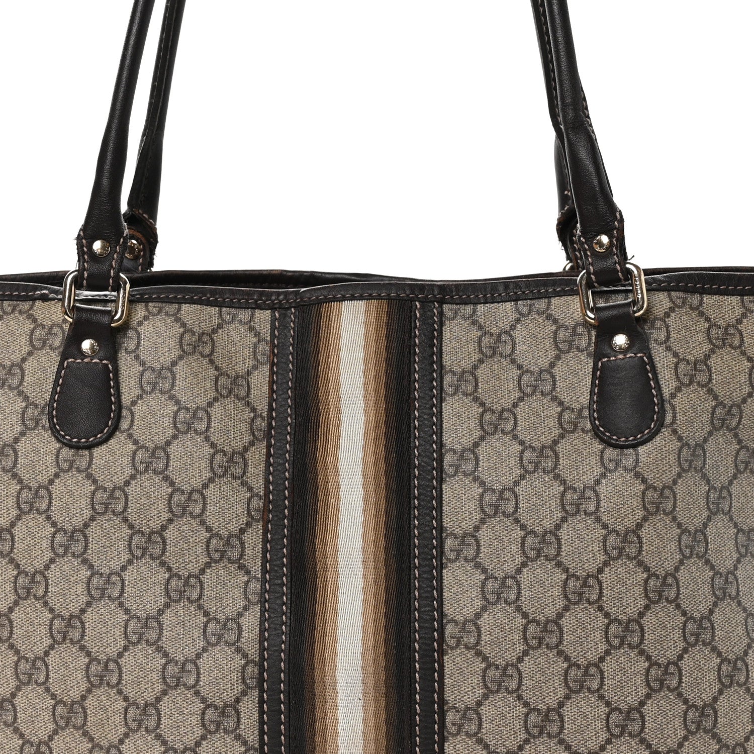 Gucci GG Plus Monogram Web Tote Dark Brown 8 of 13