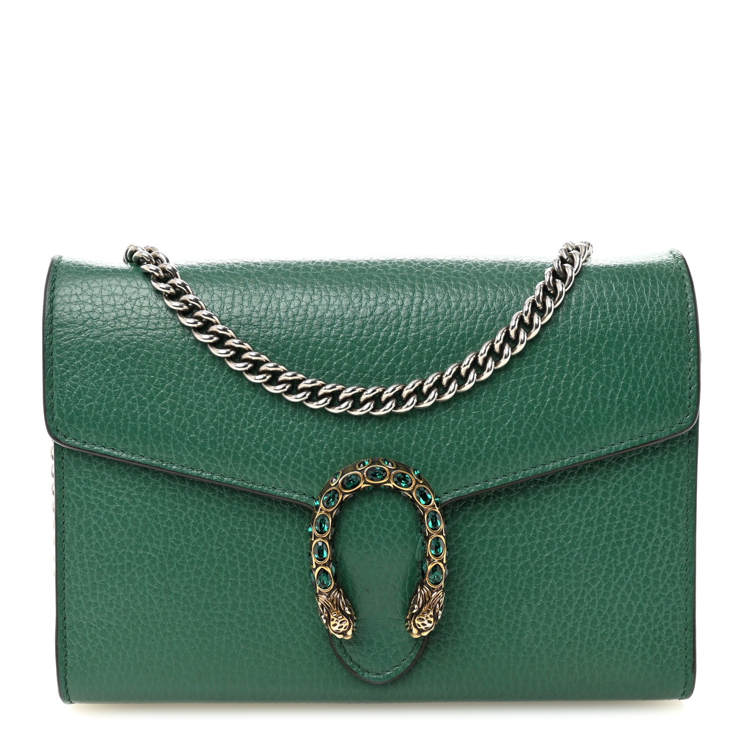 Gucci Calfskin Mini Dionysus Chain Wallet Emerald 1 of 10