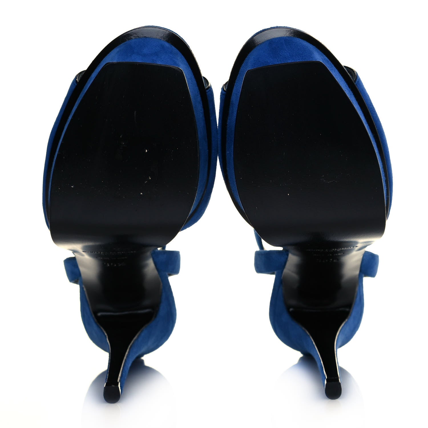 Saint Laurent Kid Scamosciato Tribute 105 Open Toe Platform Sandals 35.5 Bleu Majorelle 5 of 9