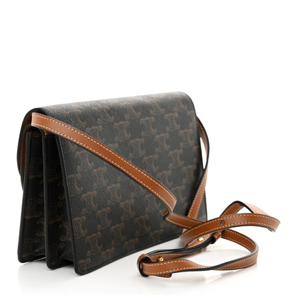 Celine Triomphe Canvas Lambskin Wallet On Strap Tan 3 of 11
