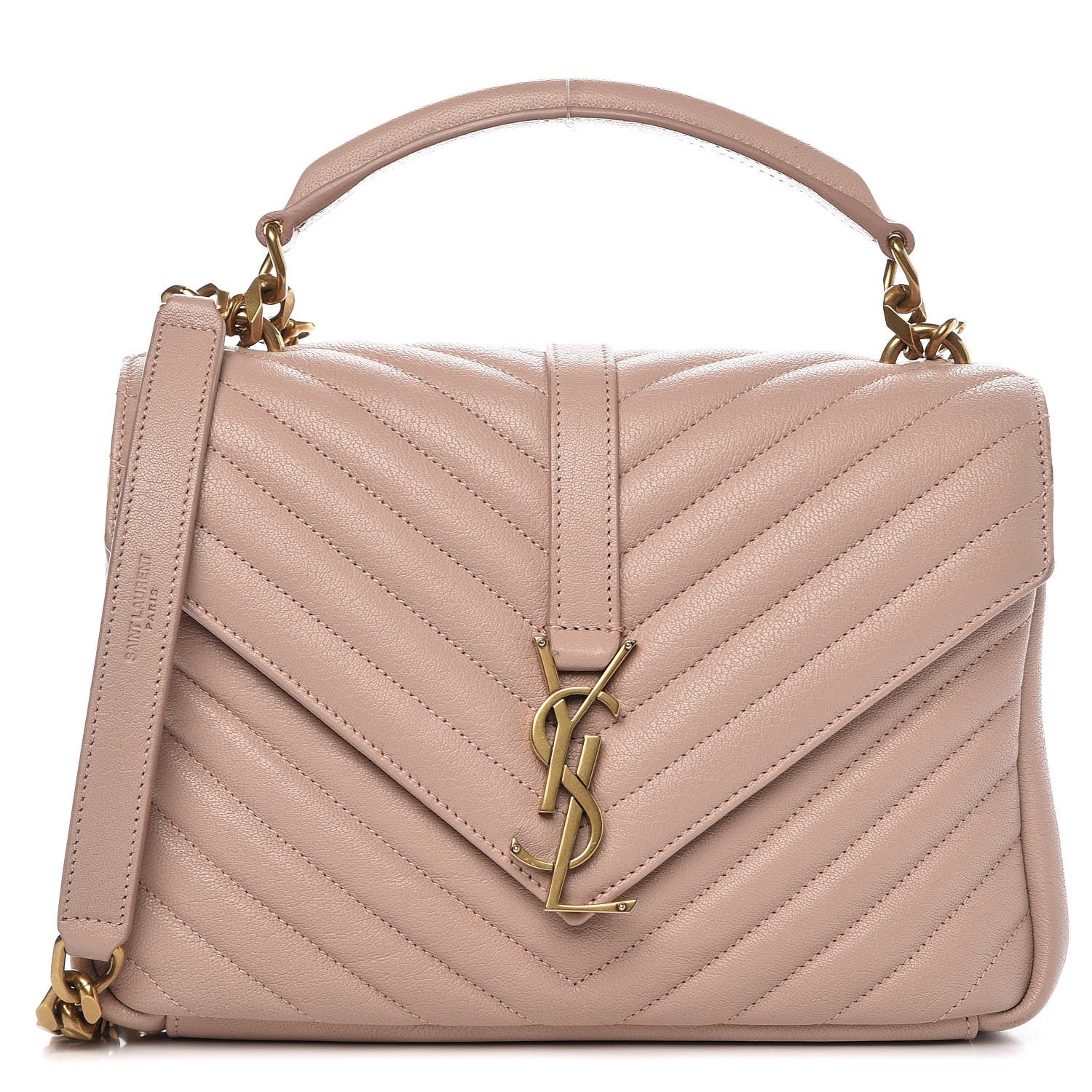Saint Laurent Sheepskin Matelasse Chevron Monogram Medium College Bag Fard 1 of 8