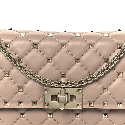 Valentino Garavani Lambskin Rockstud Spike Wallet on Chain Poudre 9 of 11