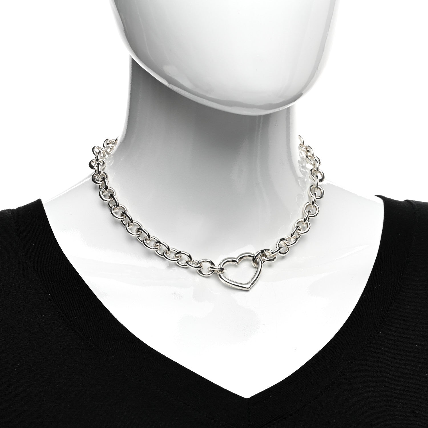 Tiffany Sterling Silver Heart Clasp Choker Necklace 2 of 4