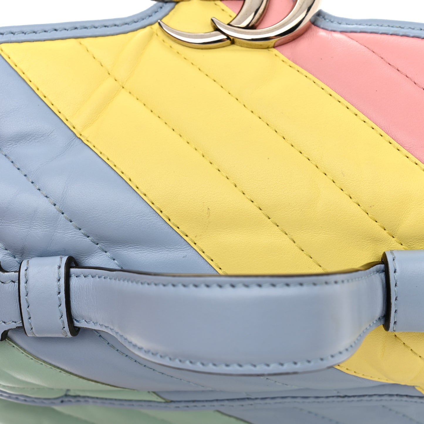 Calfskin Matelasse Diagonal Mini GG Marmont Top Handle Shoulder Bag Multicolor Pastel