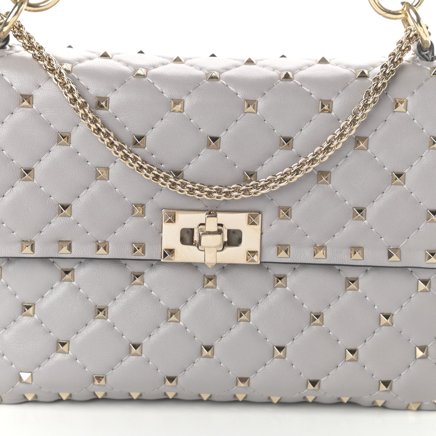 Valentino Garavani Nappa Medium Rockstud Spike Shoulder Bag Grey 7 of 9