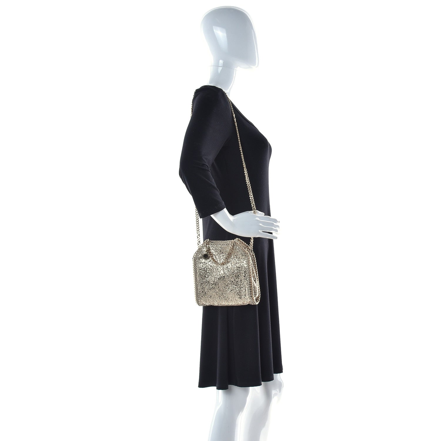 Stella McCartney Metallic Crackle Tiny Falabella Tote Gold 2 of 11