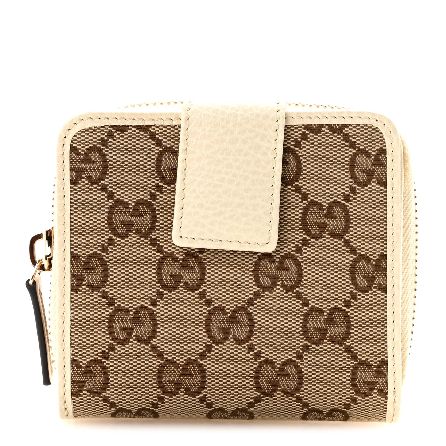 Monogram Dollar Calfskin Zip Around French Wallet Beige Ebony Avoire