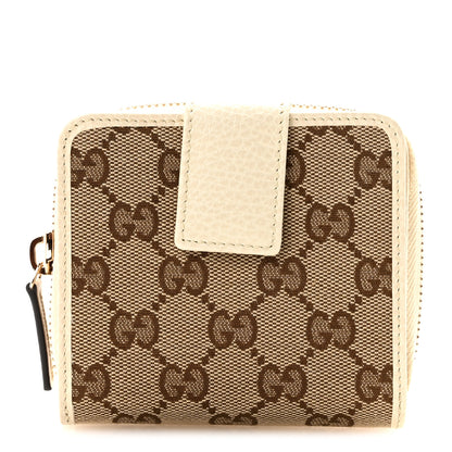 Gucci Monogram Dollar Calfskin Zip Around French Wallet Beige Ebony Avoire 1 of 8