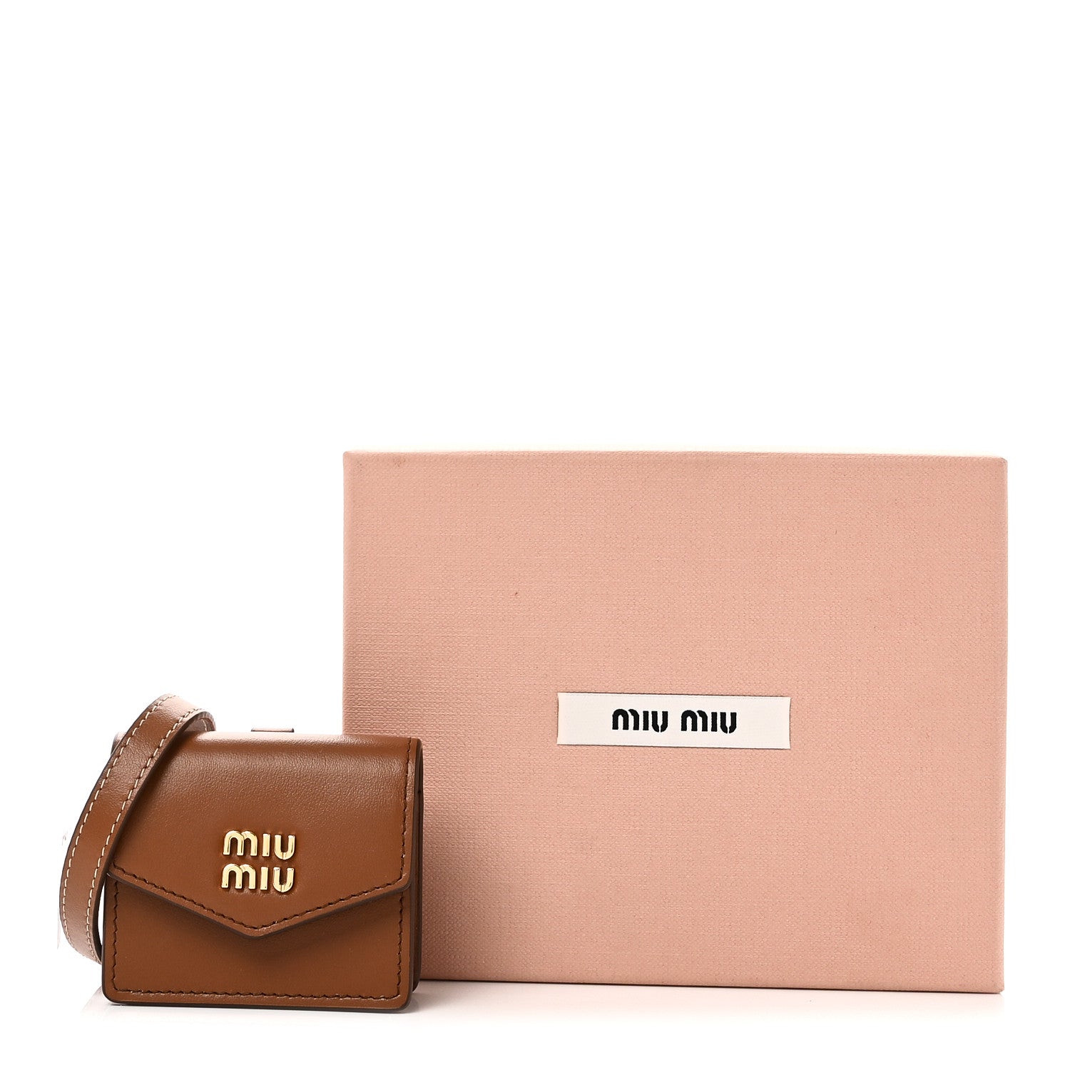 Miu Miu Nappa Flap Pouch Bag Charm Cognac Orange 1863644