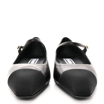 Chanel Lambskin Grosgrain Cap Toe CC Mary Jane Flats 39.5 Black 2 of 14