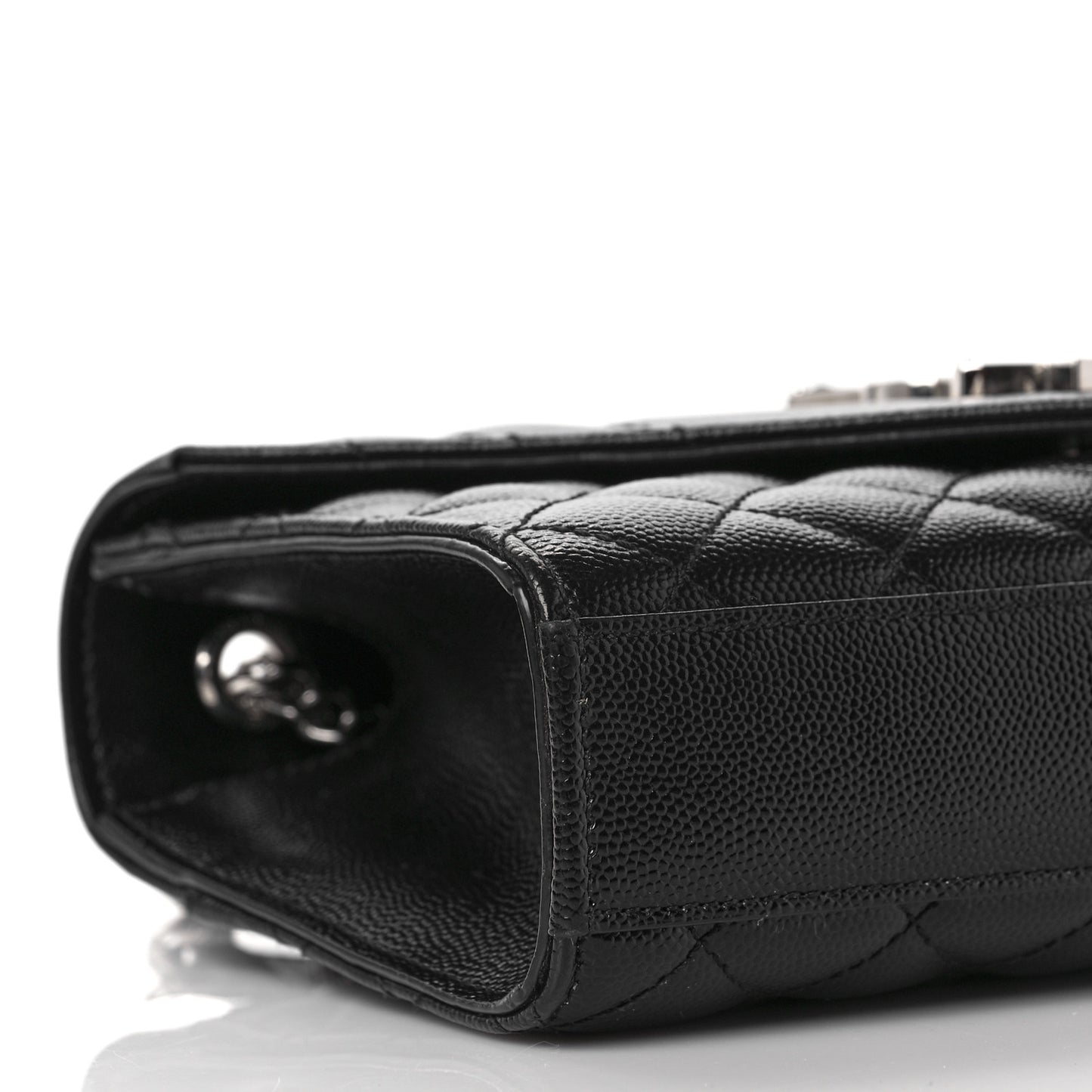 Grain De Poudre Textured Mixed Matelasse Triquilt Small Monogram Satchel Black