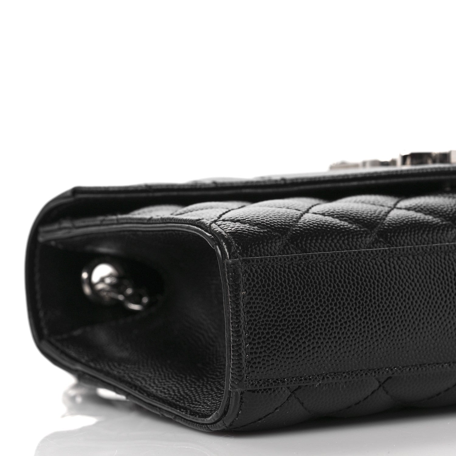 Saint Laurent Grain De Poudre Textured Mixed Matelasse Triquilt Small Monogram Satchel Black 6 of 9