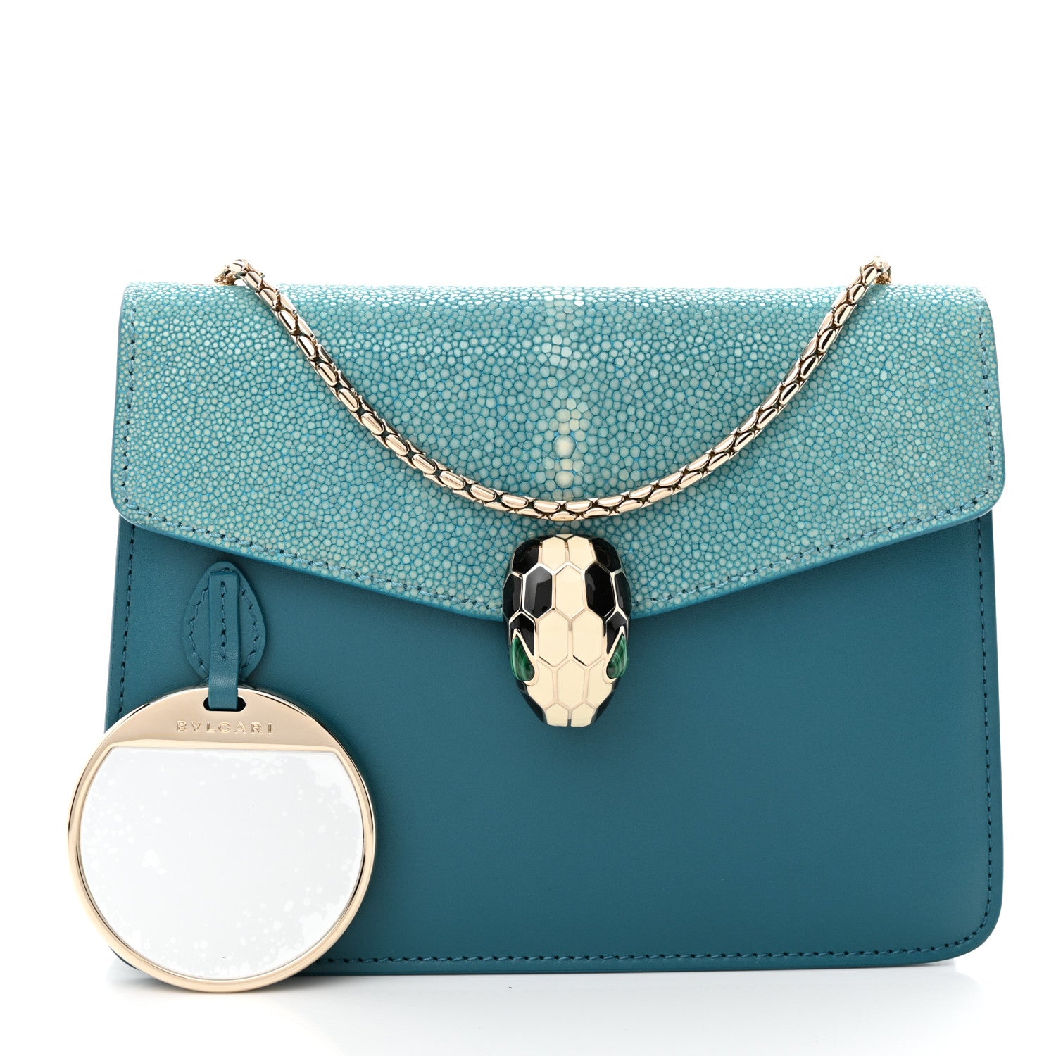Bulgari Galuchat Calfskin Serpenti Forever Crossbody Bag Blue 3 of 10