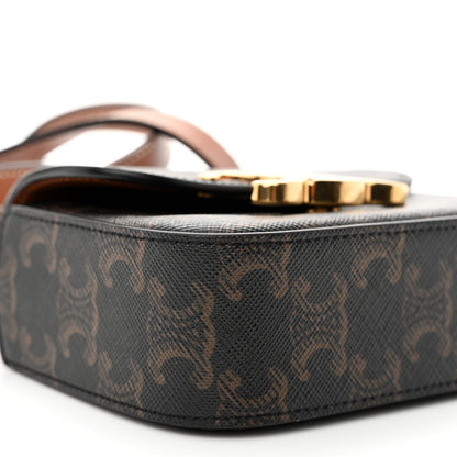 Celine Triomphe Canvas Calfskin Mini Claude Tan 10 of 12
