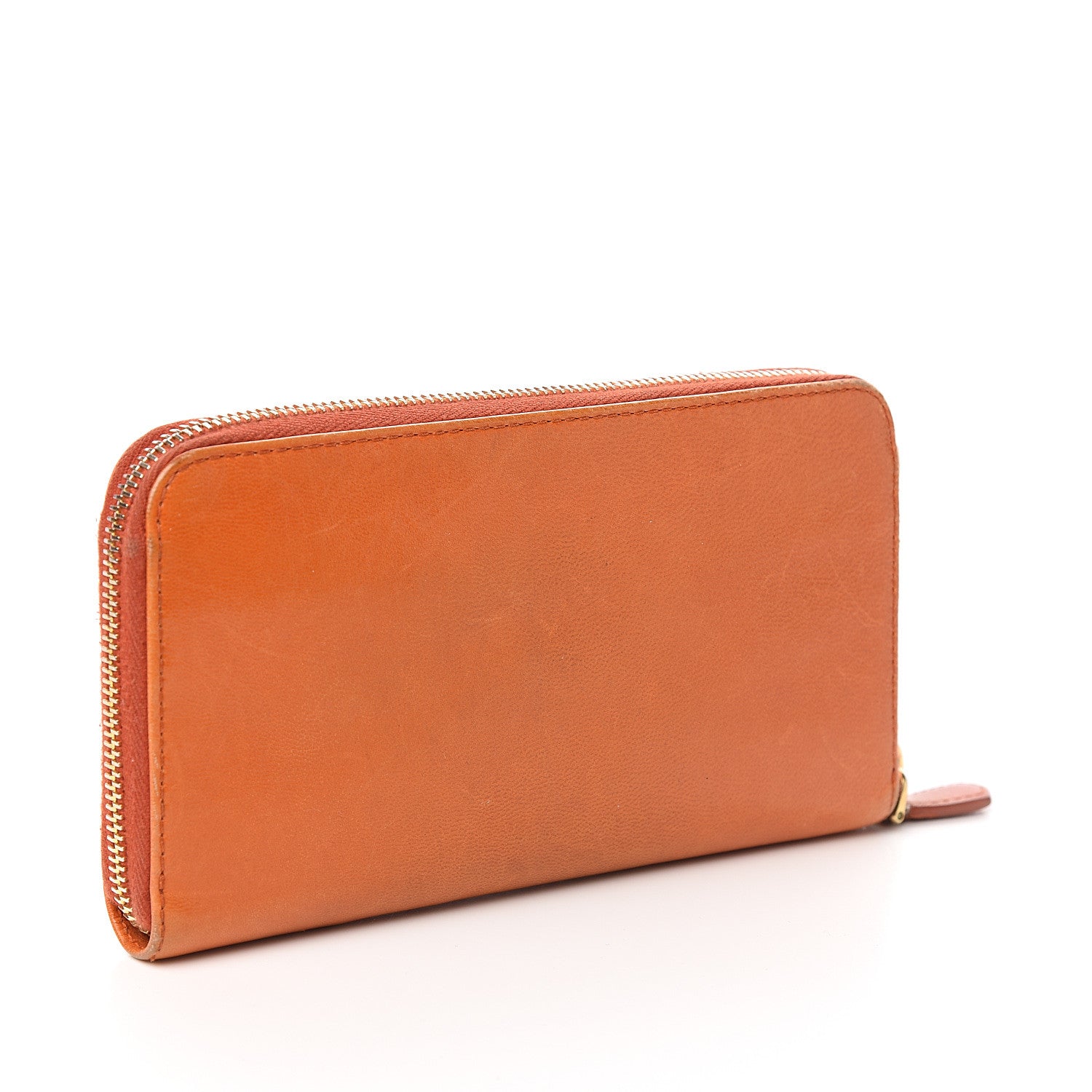Prada Goatskin Chic Zip Around Wallet Papaya 2 of 14