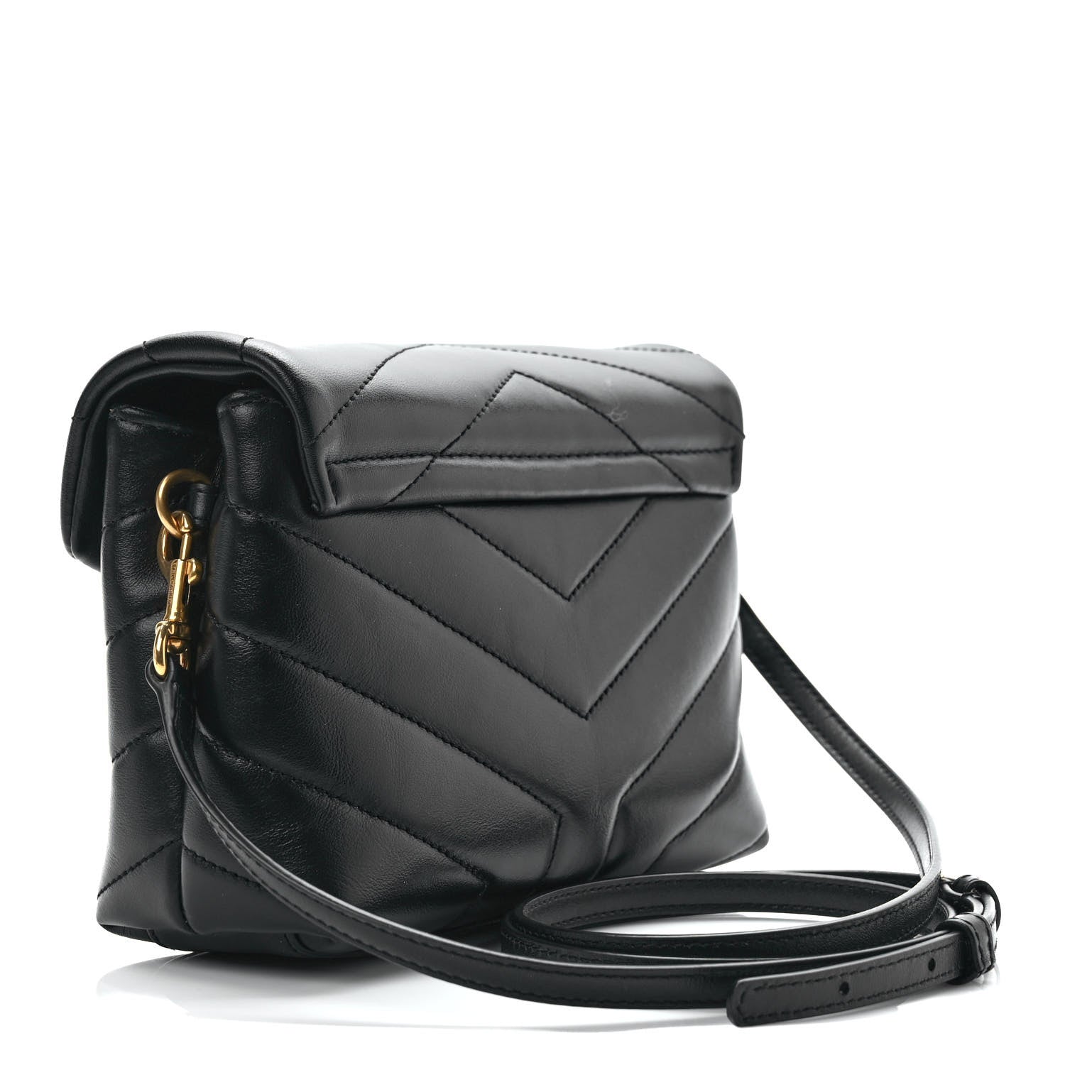 Saint Laurent Calfskin Y Quilted Monogram Toy Loulou Crossbody Bag Black 3 of 10
